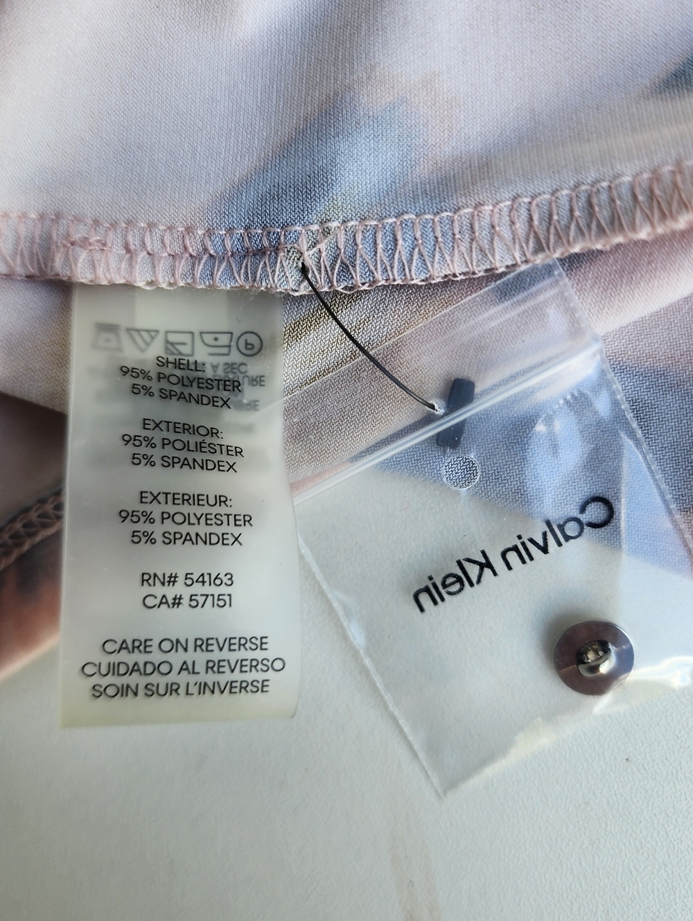 Calvin Klein Blush Pink Geo Print Stretch Sleeveless Top Blouse Size Large L - Picture 12 of 12